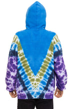 Retro HAND DYED V RELAXED PULLOVER HOODIE - TIE DYE OCEAN PURPLE