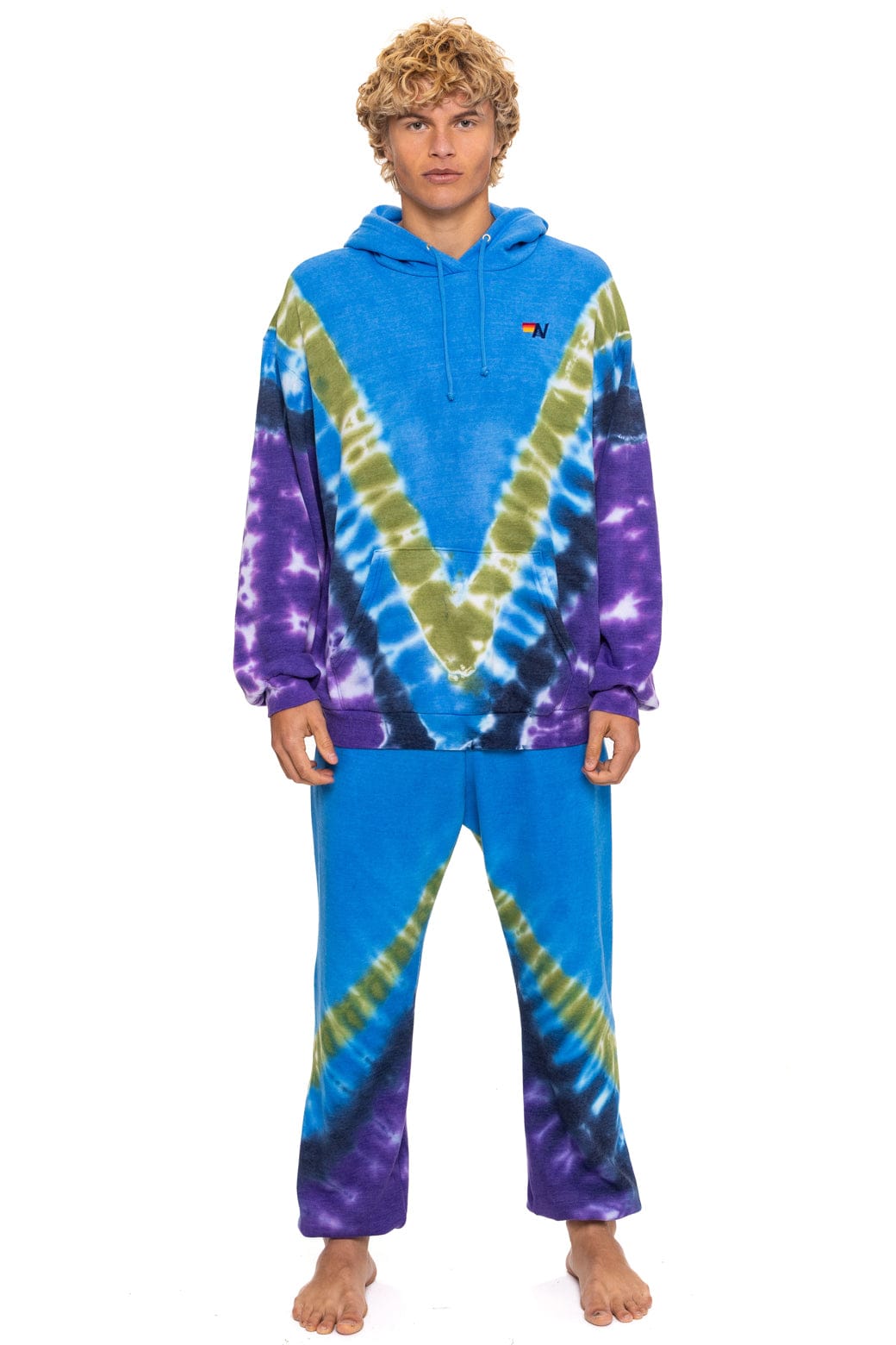 Retro HAND DYED V SWEATPANTS - TIE DYE OCEAN PURPLE