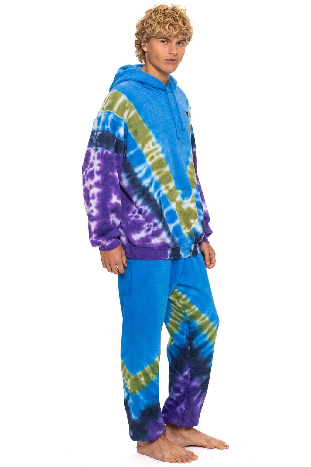 Retro HAND DYED V SWEATPANTS - TIE DYE OCEAN PURPLE