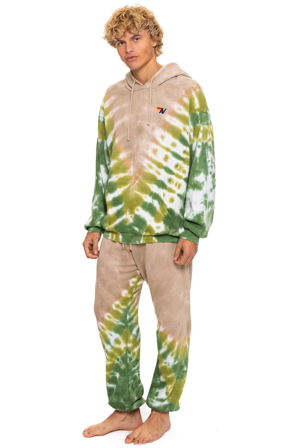 Retro HAND DYED V SWEATPANTS - TIE DYE SAND JUNGLE