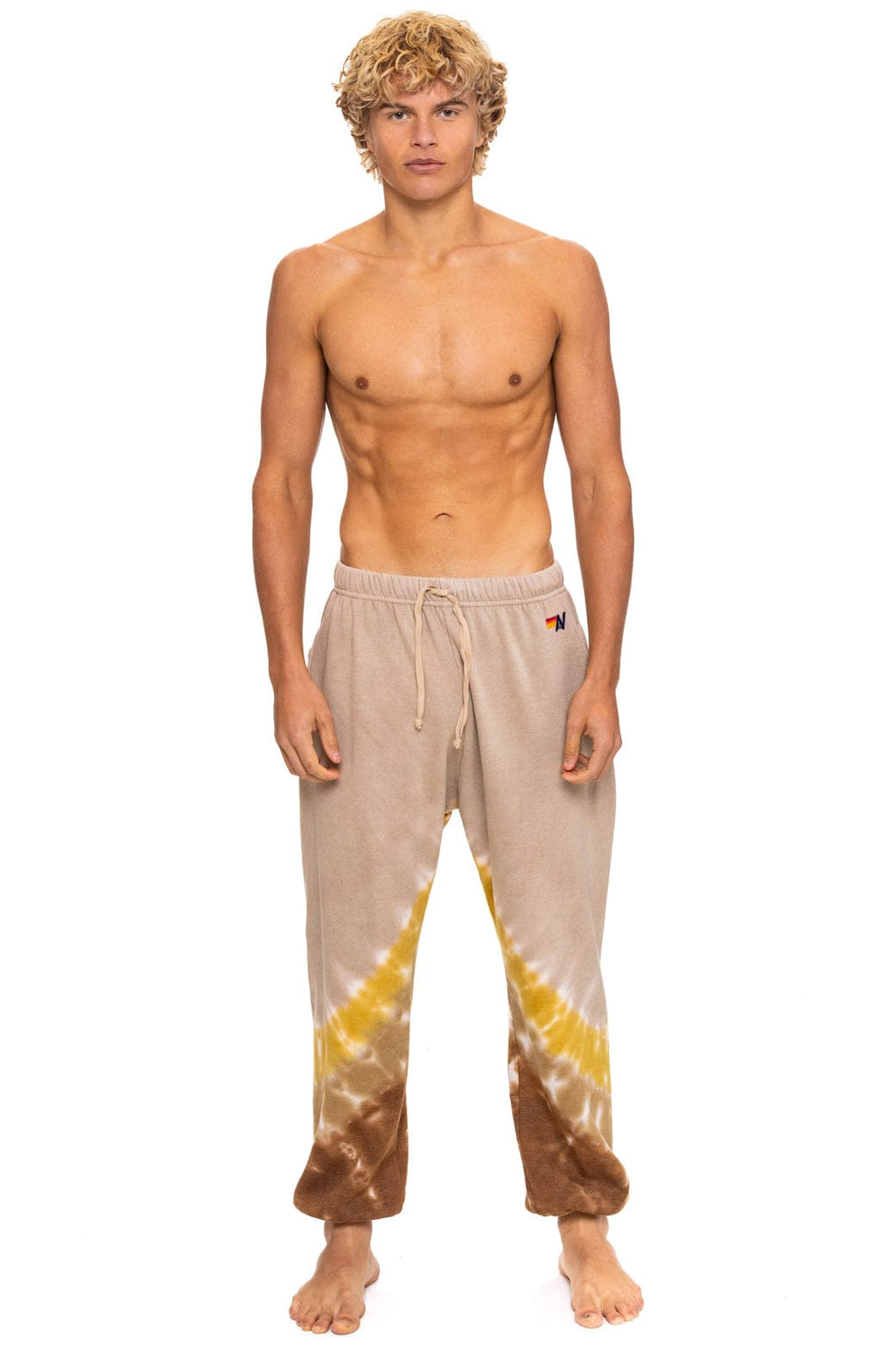 Retro HAND DYED V SWEATPANTS - TIE DYE SAND CINNAMON
