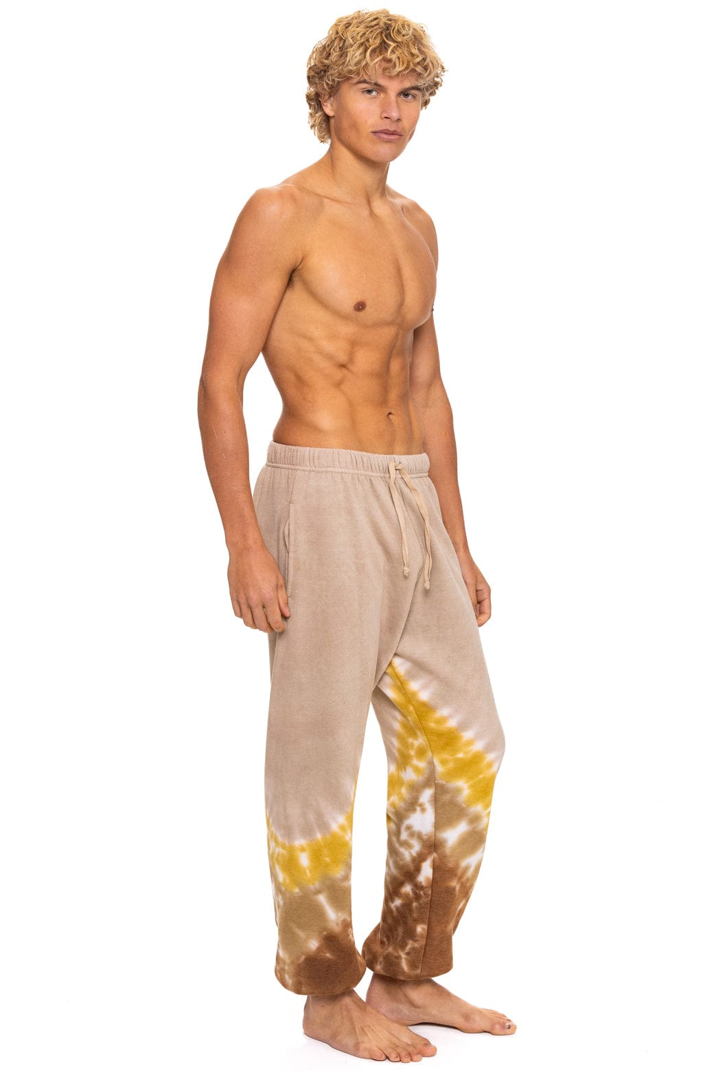 Retro HAND DYED V SWEATPANTS - TIE DYE SAND CINNAMON