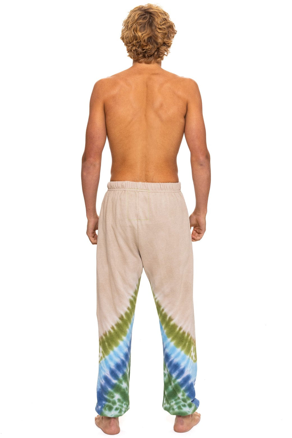 Retro HAND DYED V SWEATPANTS - TIE DYE SAND BLUE GREEN