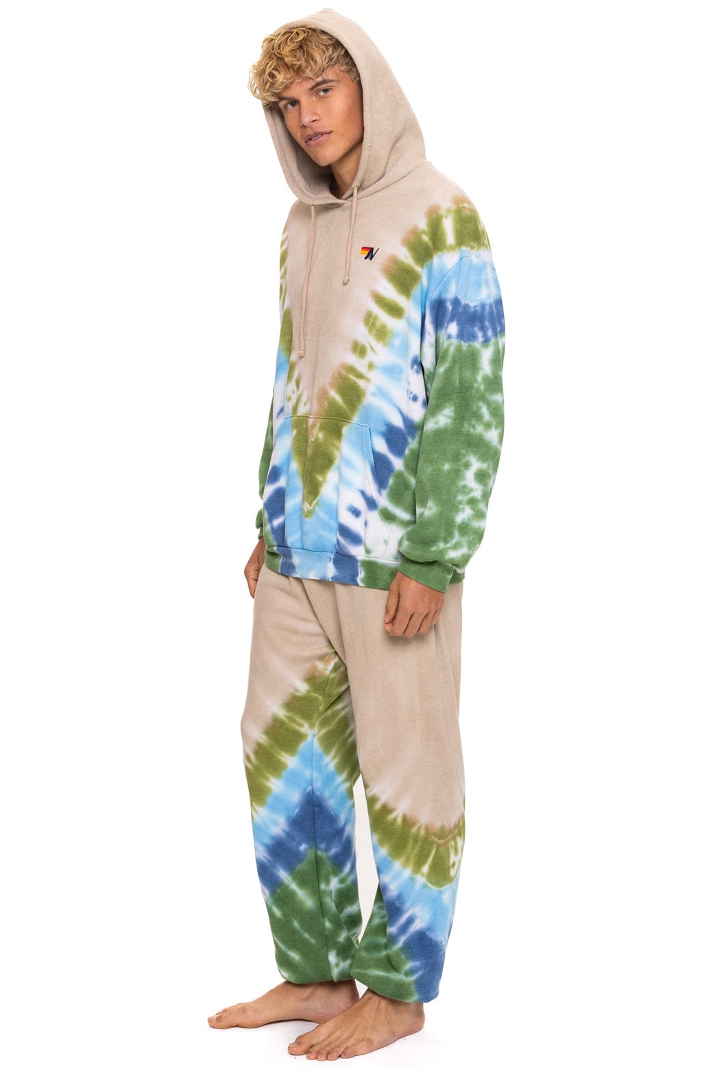Retro HAND DYED V SWEATPANTS - TIE DYE SAND BLUE GREEN