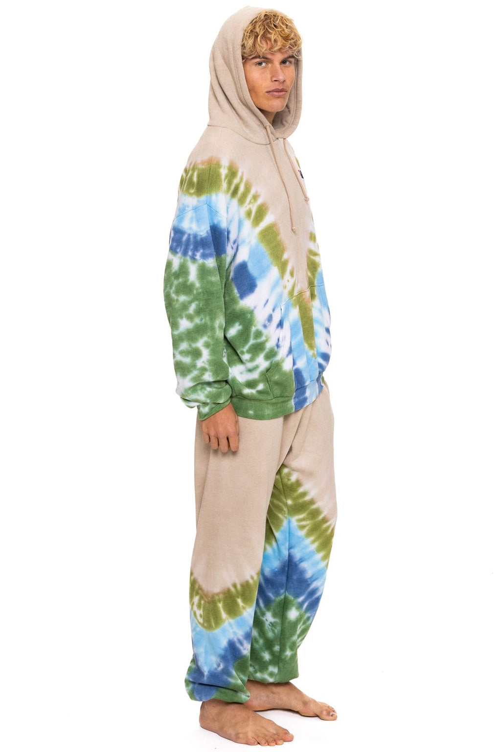 Retro HAND DYED V SWEATPANTS - TIE DYE SAND BLUE GREEN