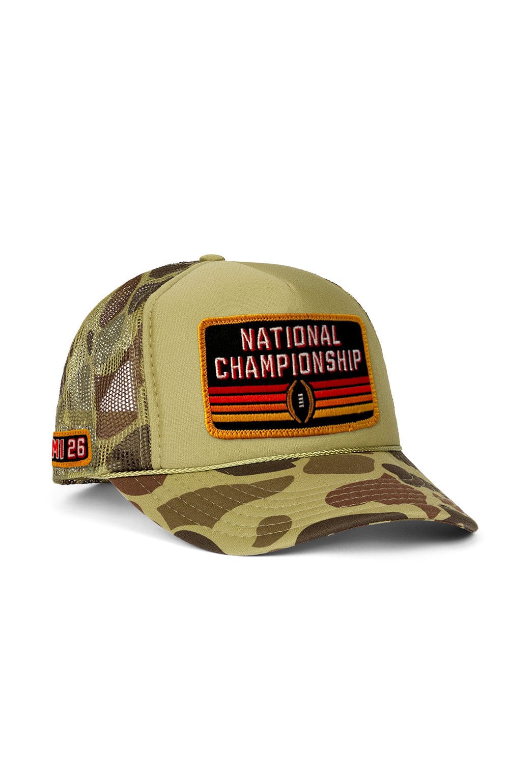 Retro CFP NATIONAL CHAMPIONSHIP 2026 VINTAGE LOW RISE TRUCKER - CAMO