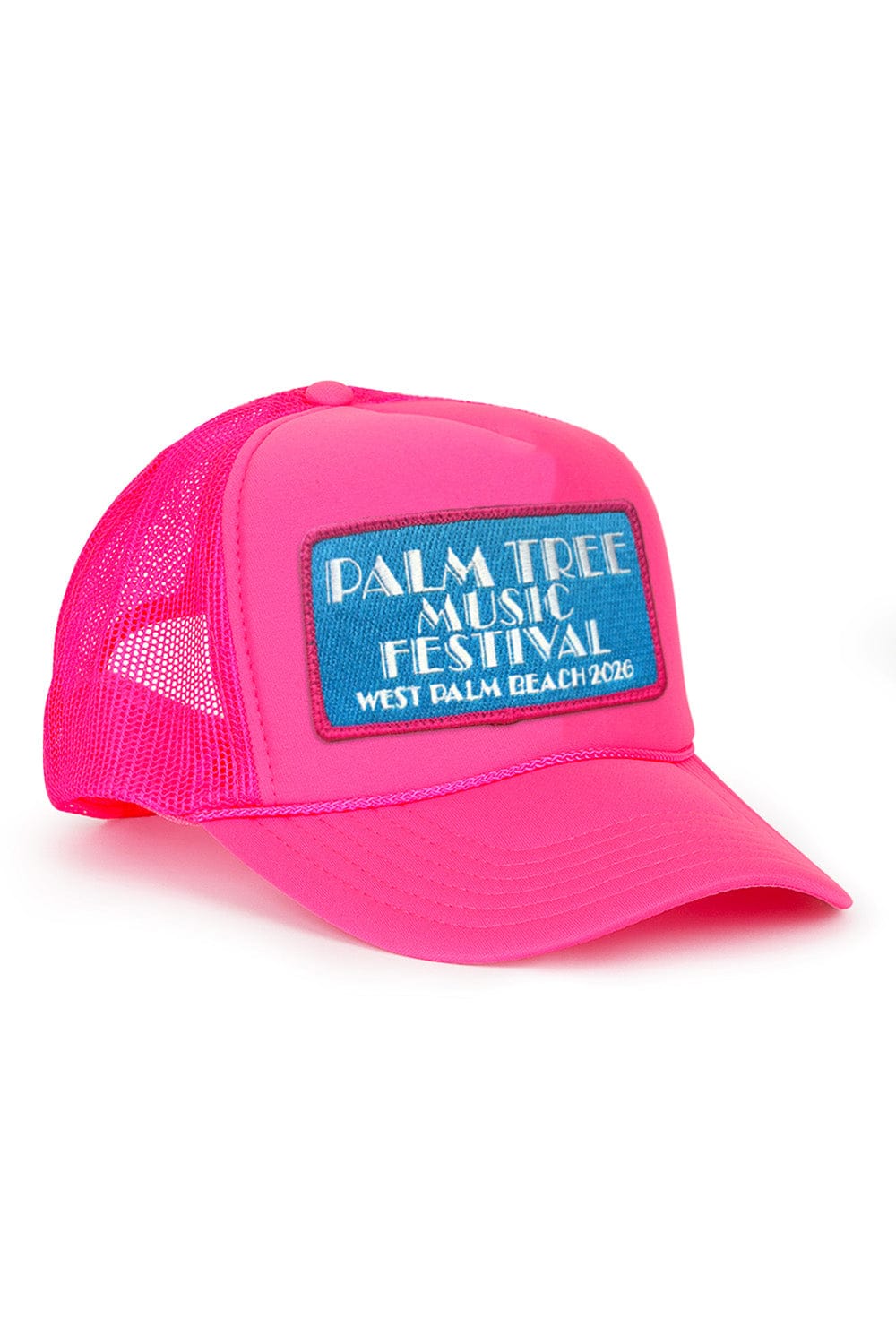 Retro PALM TREE FESTIVAL WEST PALM 2026 VINTAGE LOW RISE TRUCKER - NEON PINK