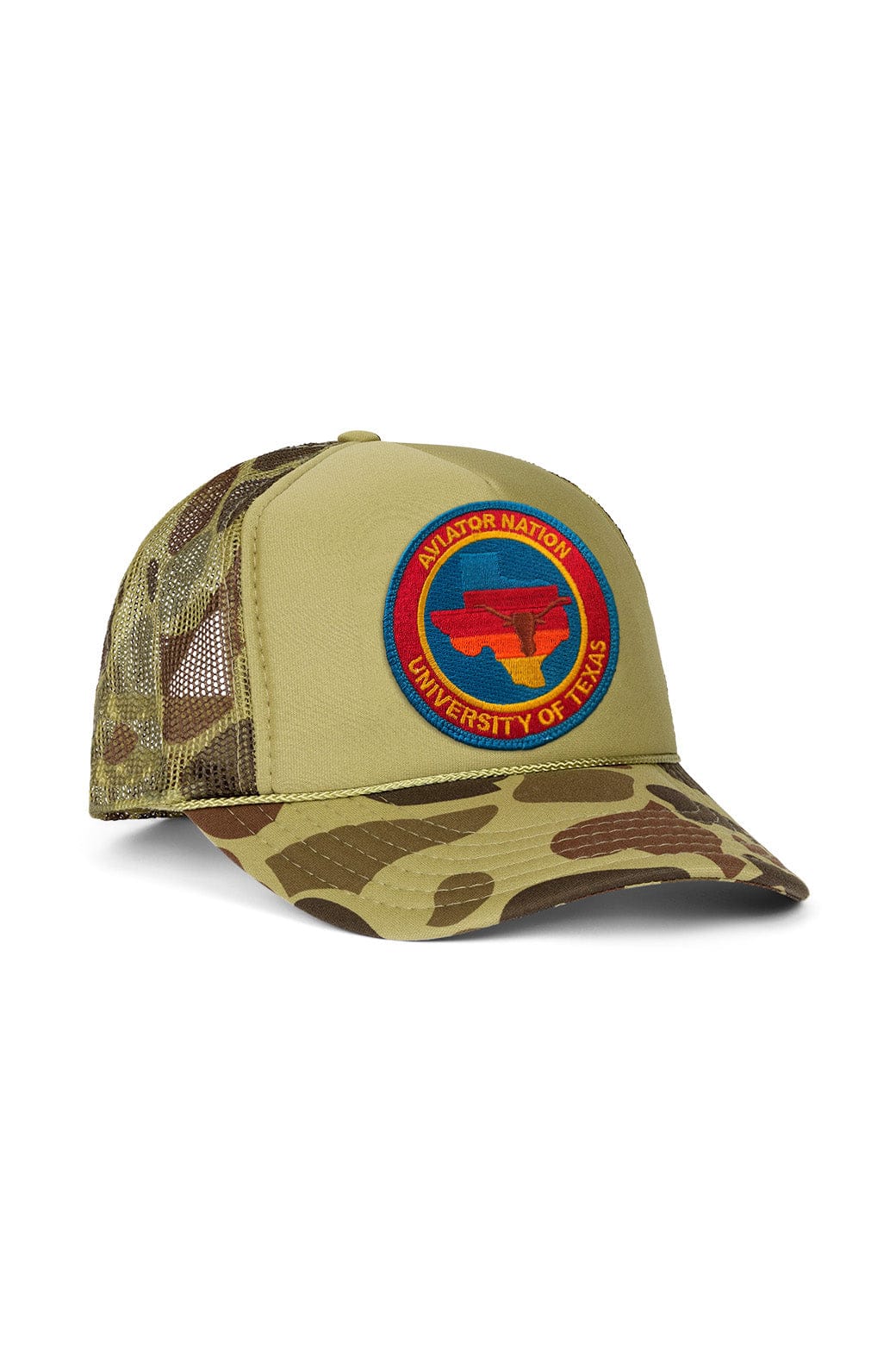 Retro UNIVERSITY OF TEXAS CIRCLE PATCH VINTAGE LOW RISE TRUCKER - CAMO