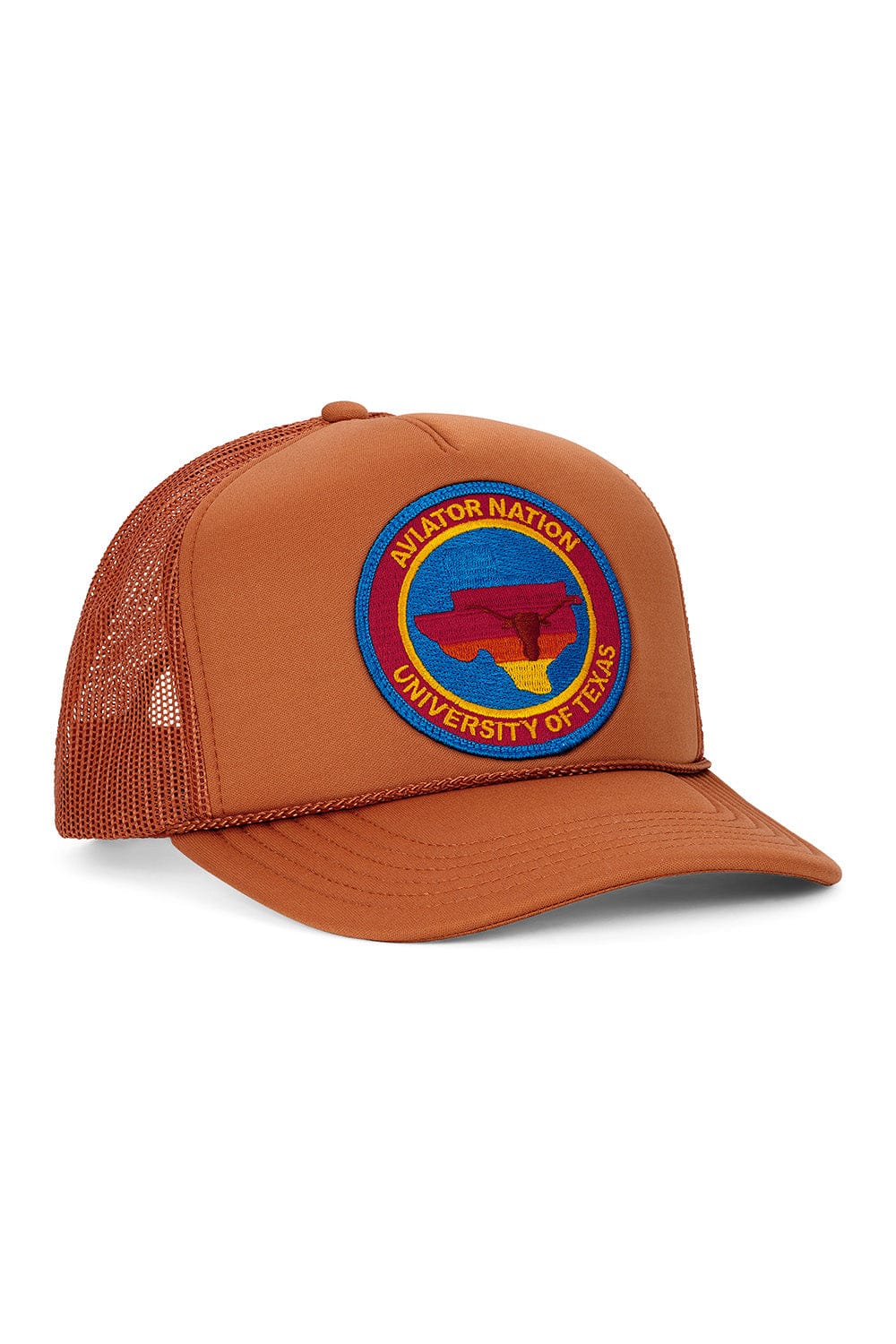 Retro UNIVERSITY OF TEXAS CIRCLE PATCH VINTAGE LOW RISE TRUCKER - BURNT ORANGE