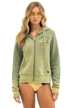 Retro VENICE SURFER ZIP HOODIE - FADED ARMY
