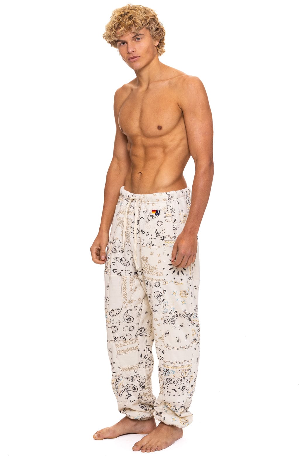 Retro BANDANA QUILTED SWEATPANTS - VINTAGE WHITE