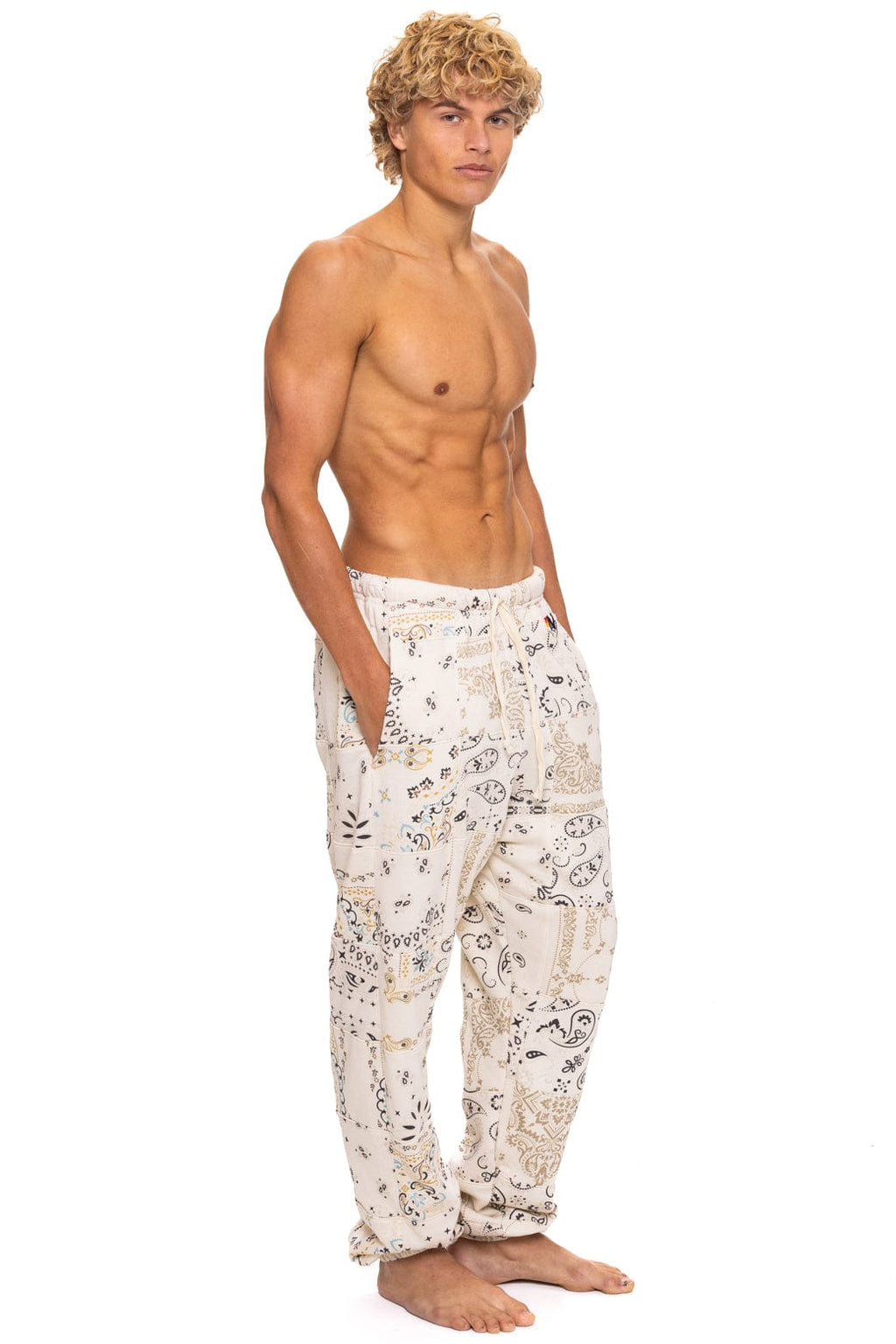 Retro BANDANA QUILTED SWEATPANTS - VINTAGE WHITE
