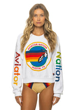 Retro AVIATOR NATION AUSTIN CREW SWEATSHIRT - WHITE