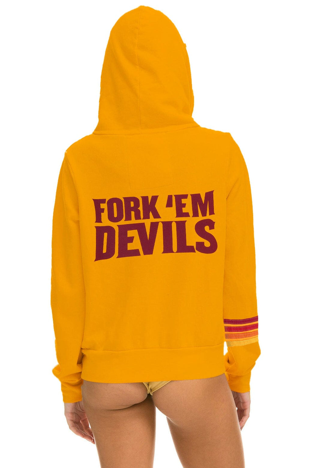 Retro ASU FORK EM DEVILS ZIP HOODIE - GOLD