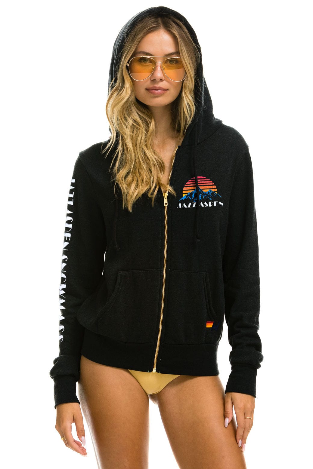 Retro JAZZ ASPEN SNOWMASS 2025 ZIP HOODIE - BLACK