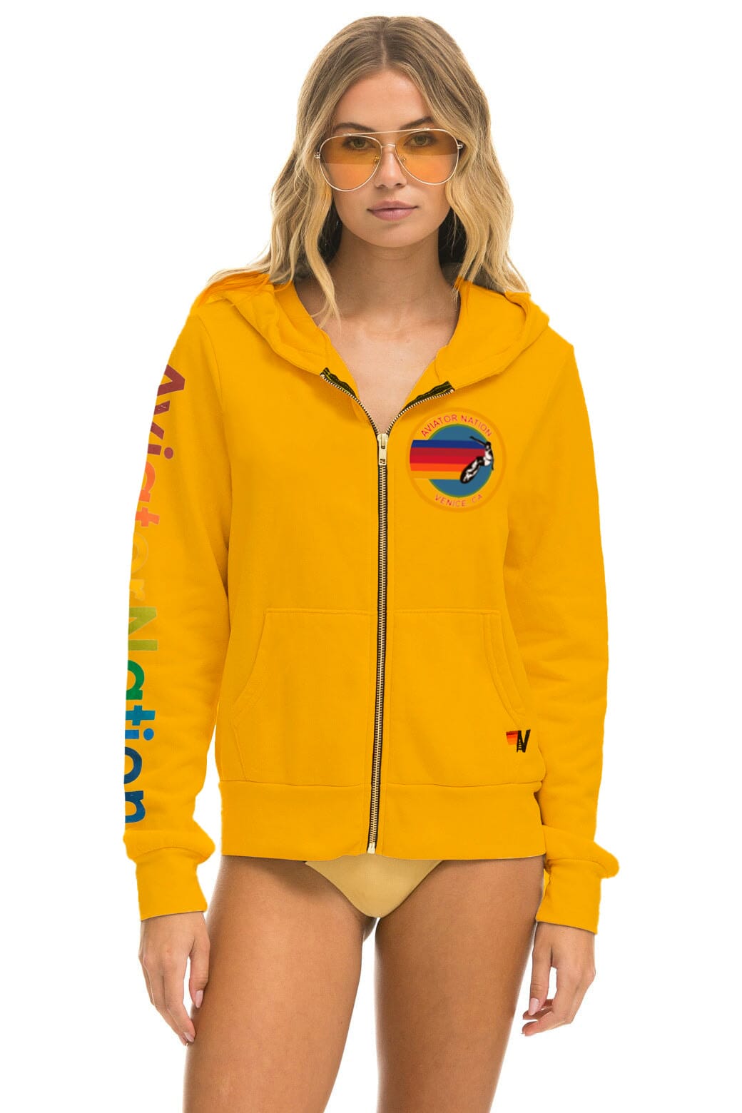 Retro AVIATOR NATION VENICE HOODIE - GOLD