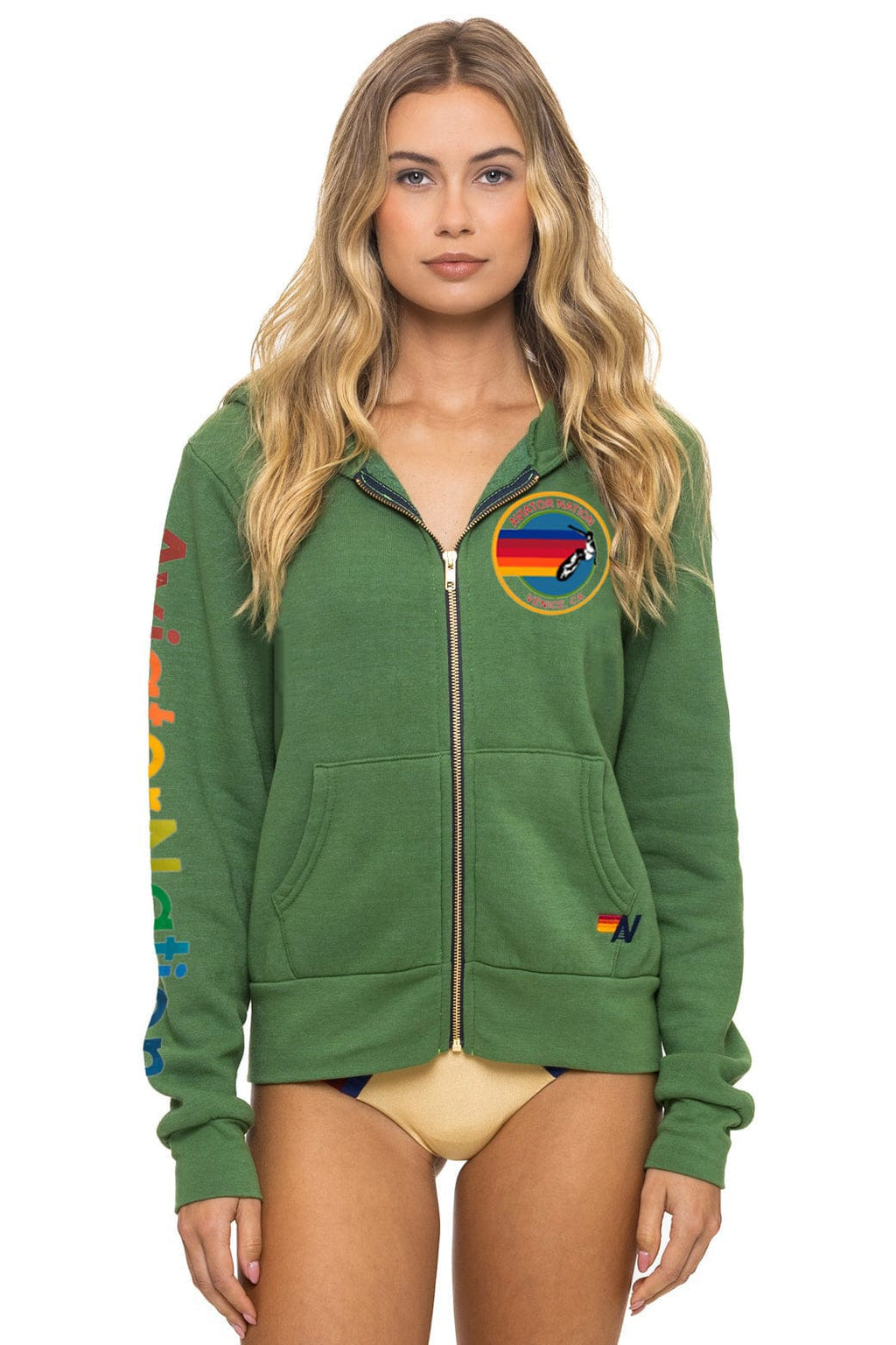 Retro AVIATOR NATION VENICE ZIP HOODIE - PALM