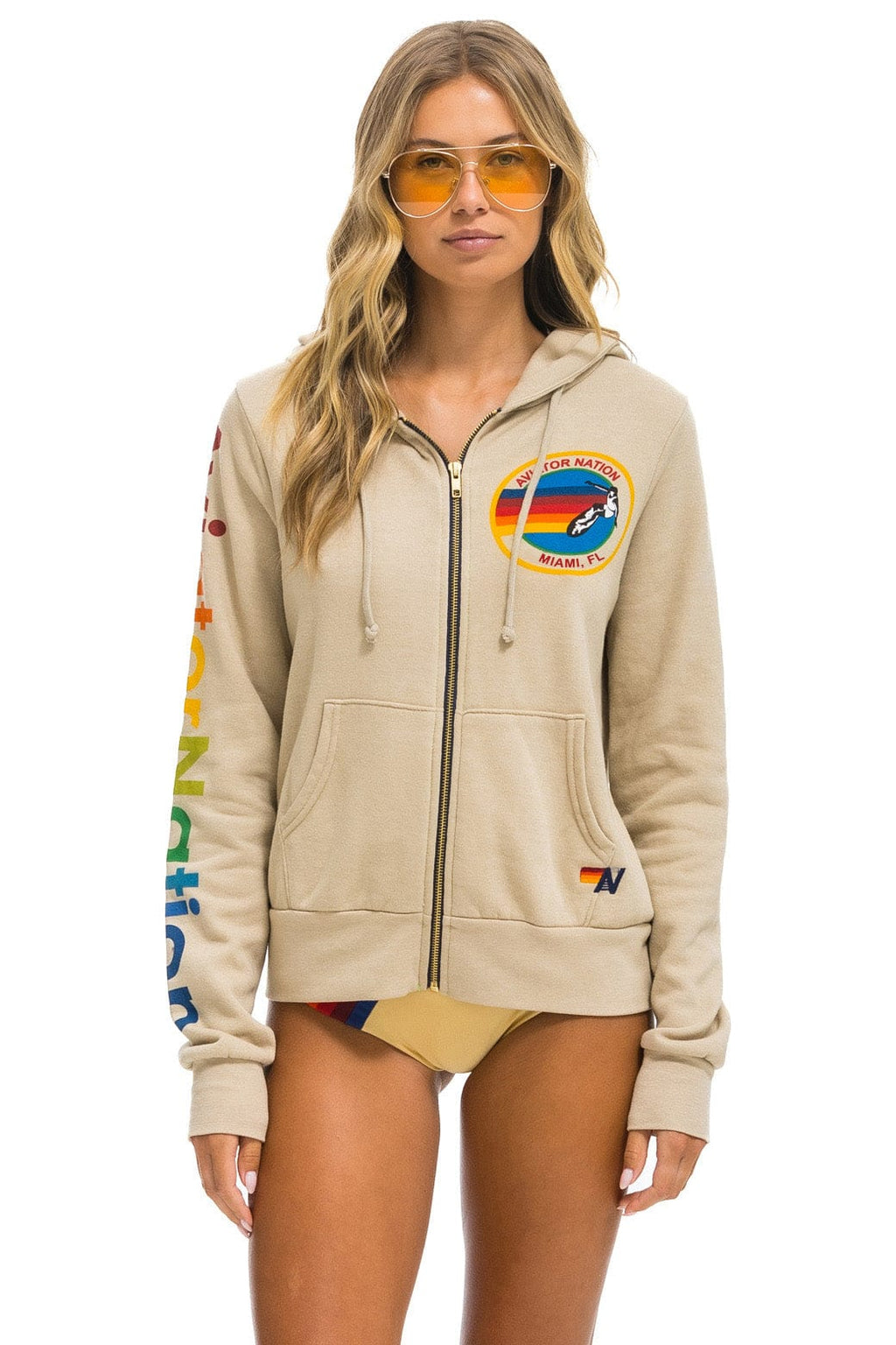 Retro AVIATOR NATION MIAMI HOODIE - SAND