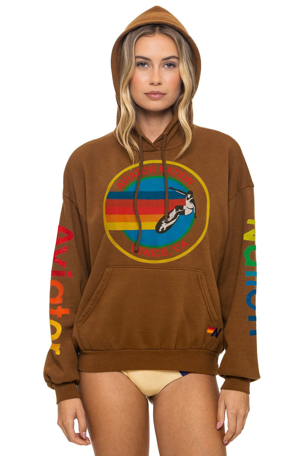 Retro AVIATOR NATION RELAXED PULLOVER HOODIE - CINNAMON