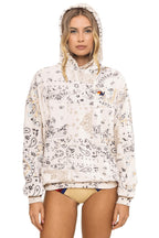 Retro BANDANA QUILTED RELAXED PULLOVER HOODIE - VINTAGE WHITE