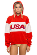 Retro USA RELAXED PULLOVER HOODIE - RED VINTAGE WHITE