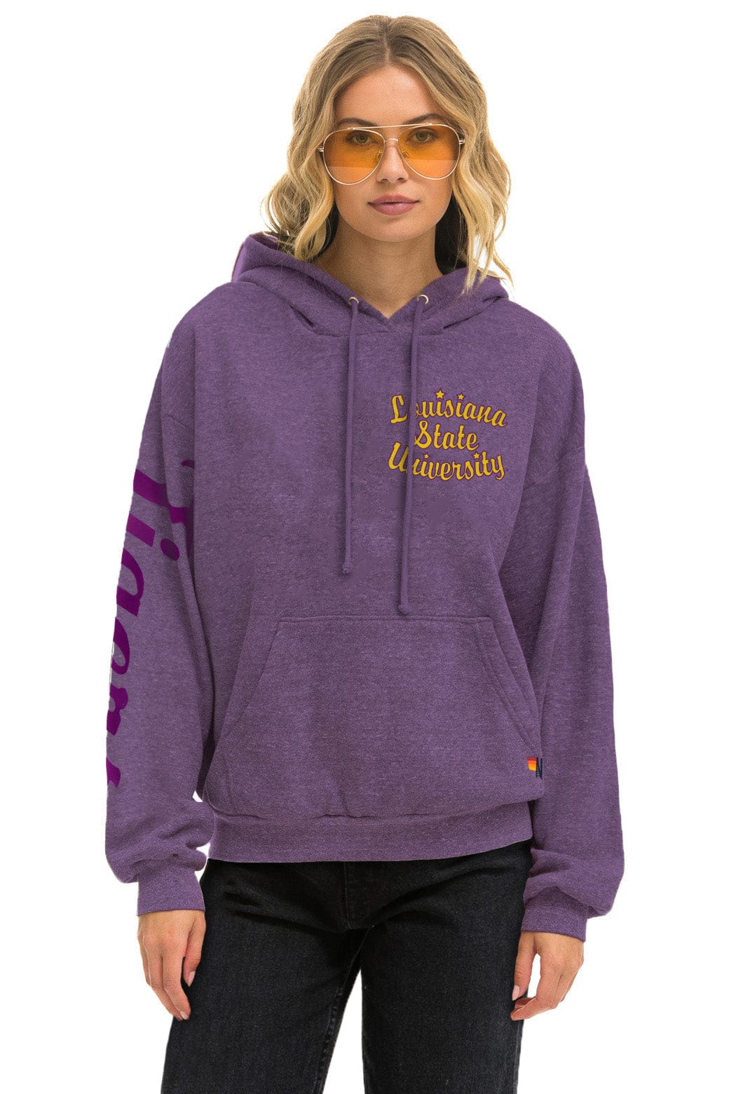 Retro LSU TIGER RELAXED PULLOVER HOODIE - GRAPE