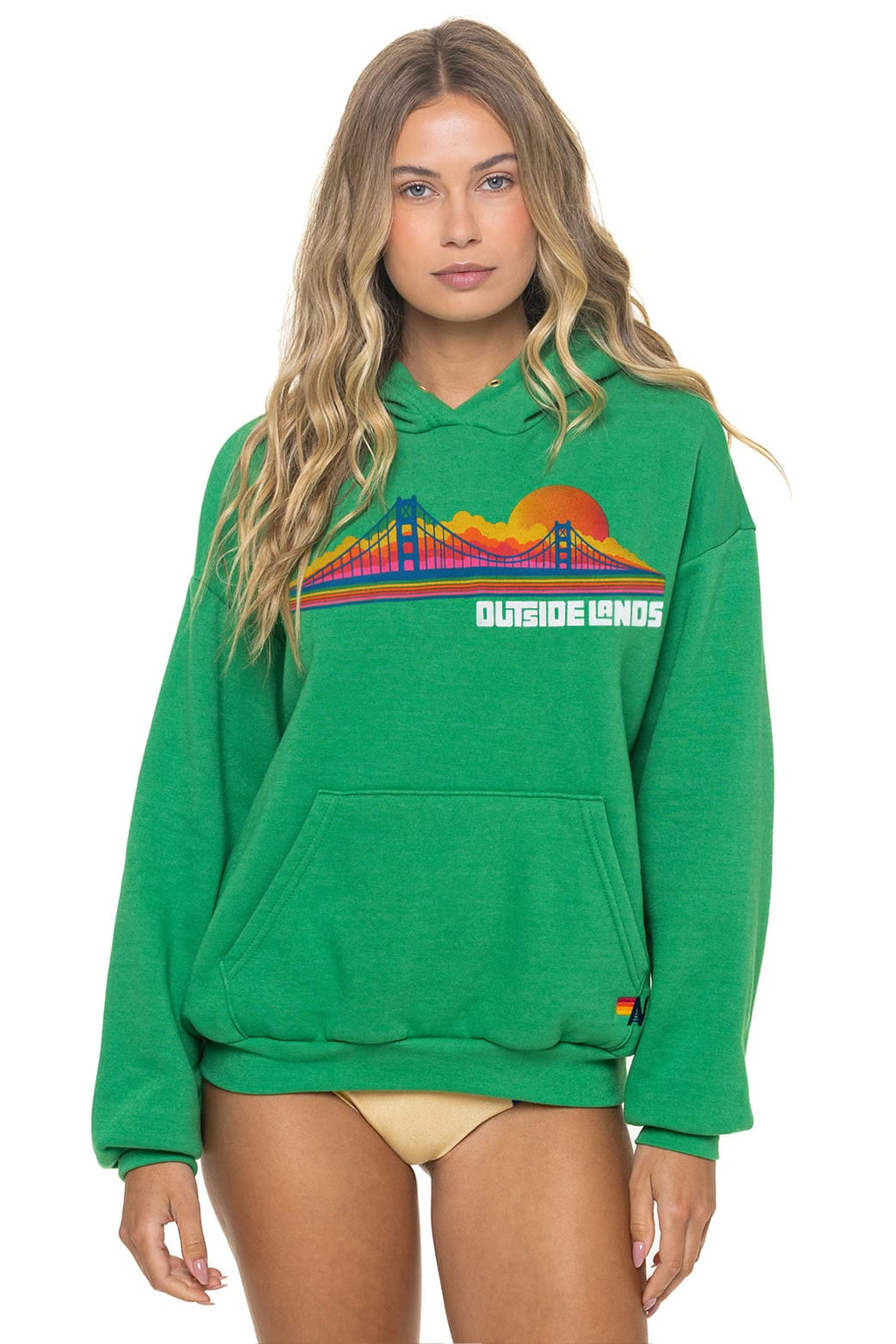 Retro OUTSIDE LANDS 2026 RELAXED PULLOVER HOODIE - KELLY GREEN
