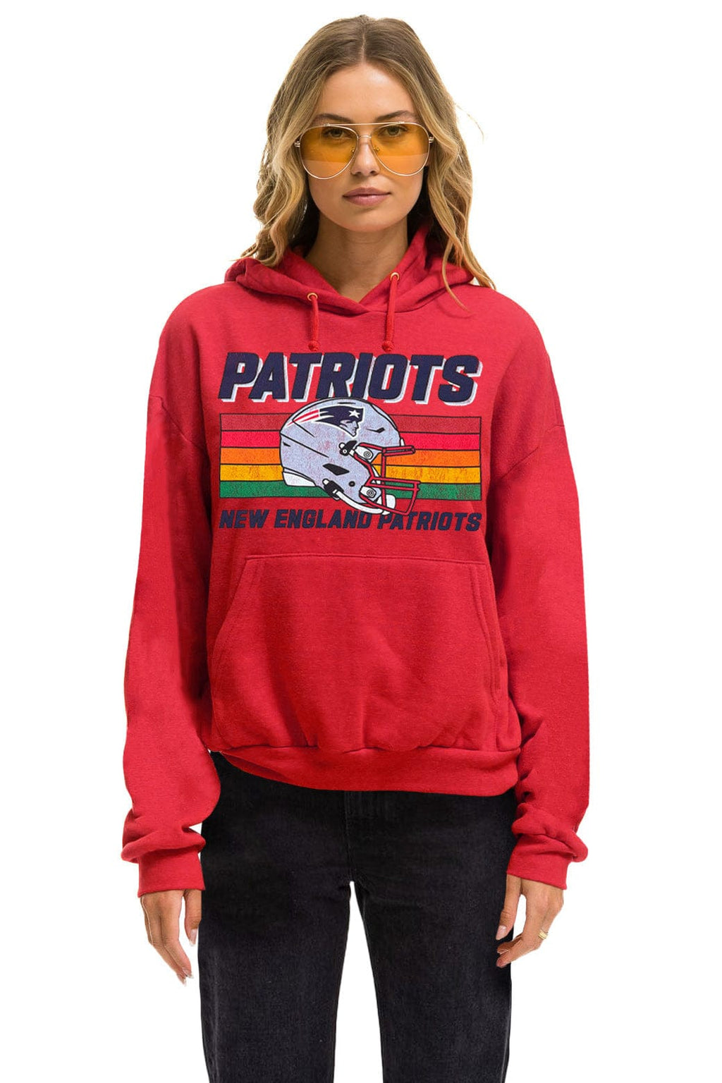 Retro NEW ENGLAND PATRIOTS HELMET RELAXED PULLOVER HOODIE - FLASH RED