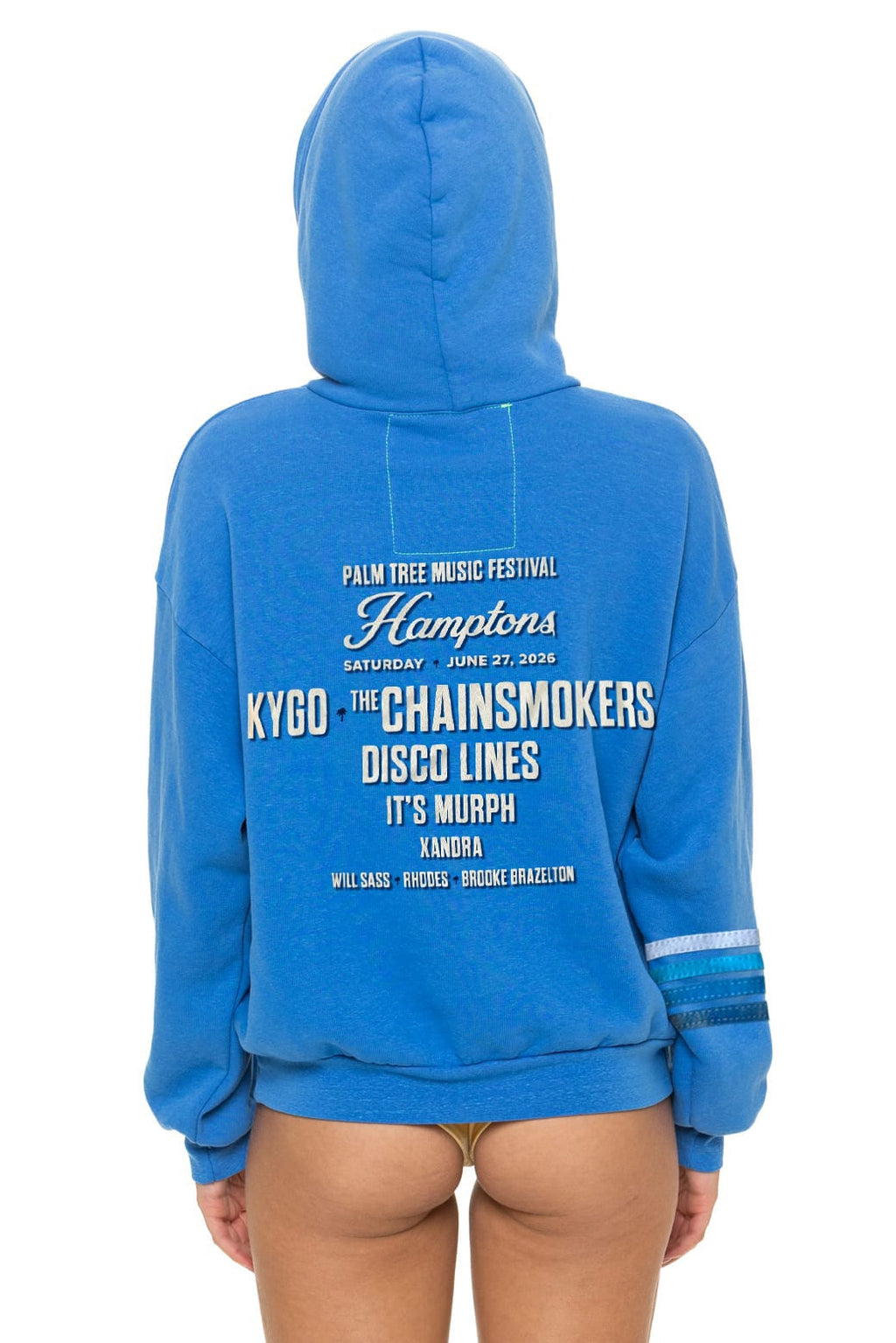Retro PALM TREE FEST HAMPTONS 2026 PULLOVER HOODIE RELAXED - COBALT