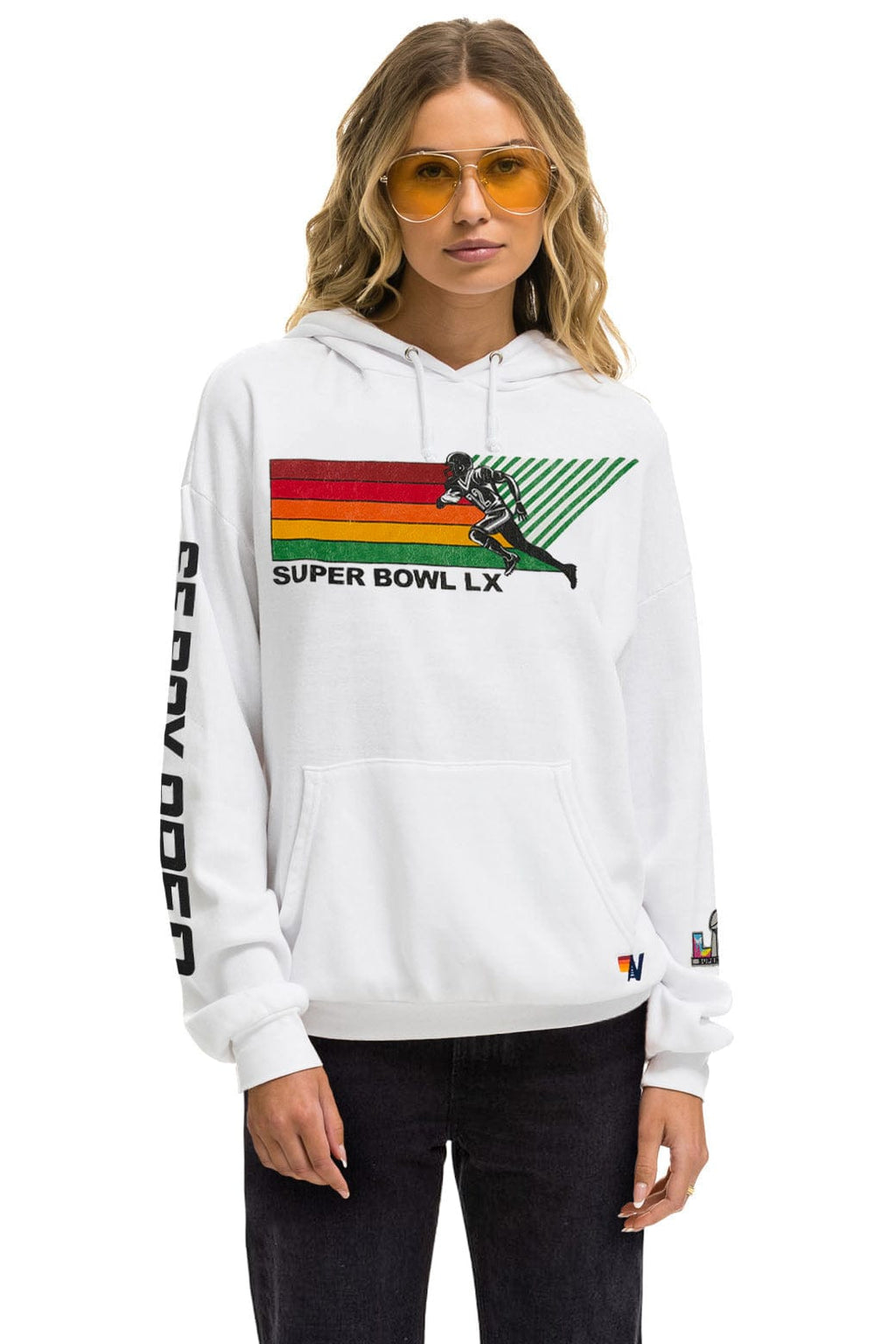 Retro SUPER BOWL 2026 RELAXED PULLOVER HOODIE - WHITE