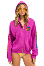 Retro AVIATOR NATION AUSTIN RELAXED ZIP HOODIE - MAGENTA