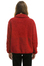 Retro TEDDY UNISEX HALF ZIP JACKET - CHERRY