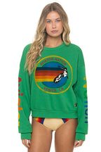 Retro AVIATOR NATION RELAXED VENICE CREW SWEATSHIRT - KELLY GREEN