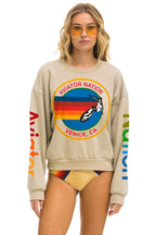 Retro AVIATOR NATION RELAXED VENICE CREW SWEATSHIRT - SAND