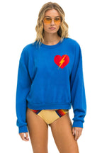 Retro BOLT HEART RELAXED CREW SWEATSHIRT - ADVENTURE BLUE