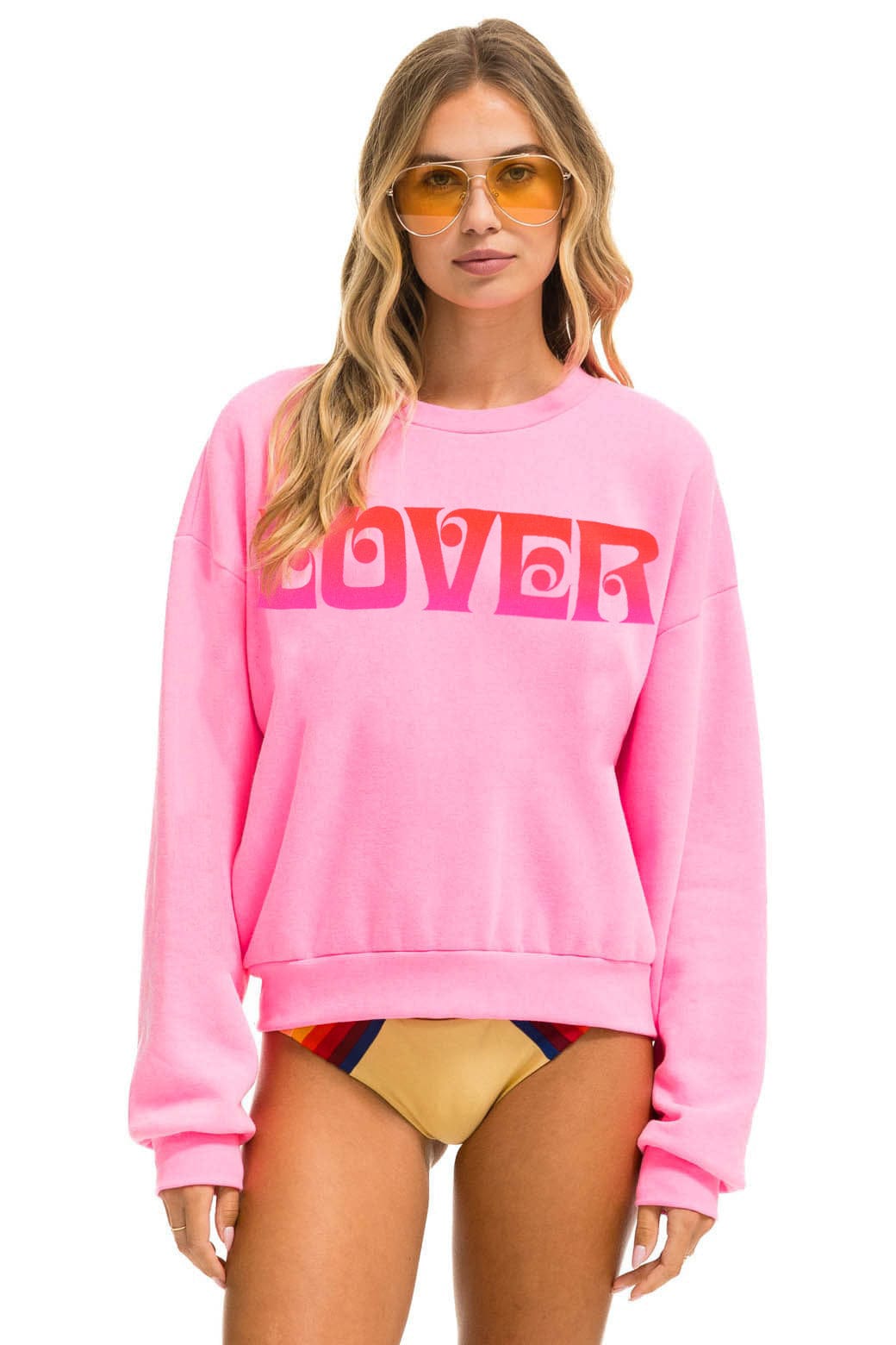 Retro LOVER RELAXED CREW SWEATSHIRT - NEON PINK