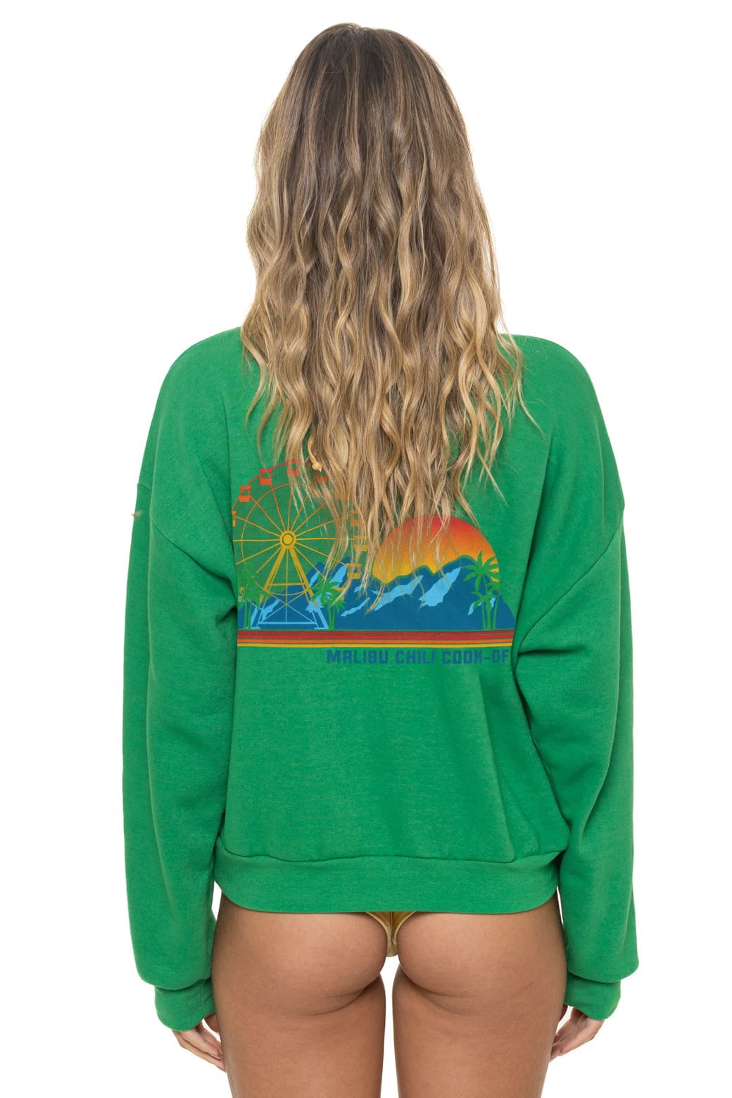 Retro MALIBU CHILI COOK-OFF 2026 RELAXED CREW SWEATSHIRT - KELLY GREEN