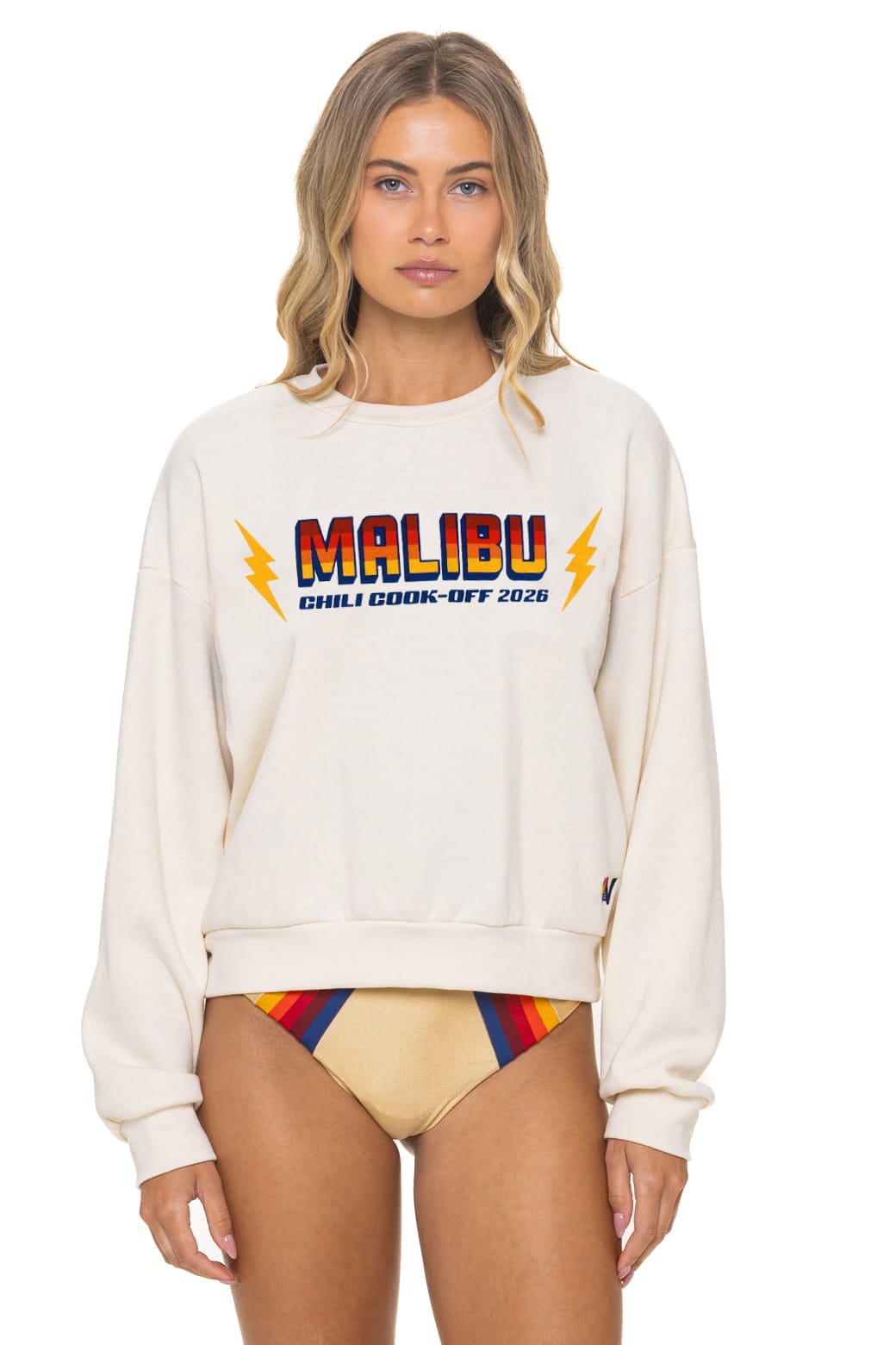 Retro MALIBU CHILI COOK-OFF 2026 RELAXED CREW SWEATSHIRT - VINTAGE WHITE