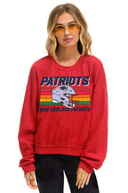 Retro NEW ENGLAND PATRIOTS HELMET RELAXED CREW SWEATSHIRT - FLASH RED