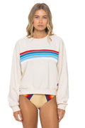 Retro 5 STRIPE AMERICA RELAXED CREW SWEATSHIRT - VINTAGE WHITE USA