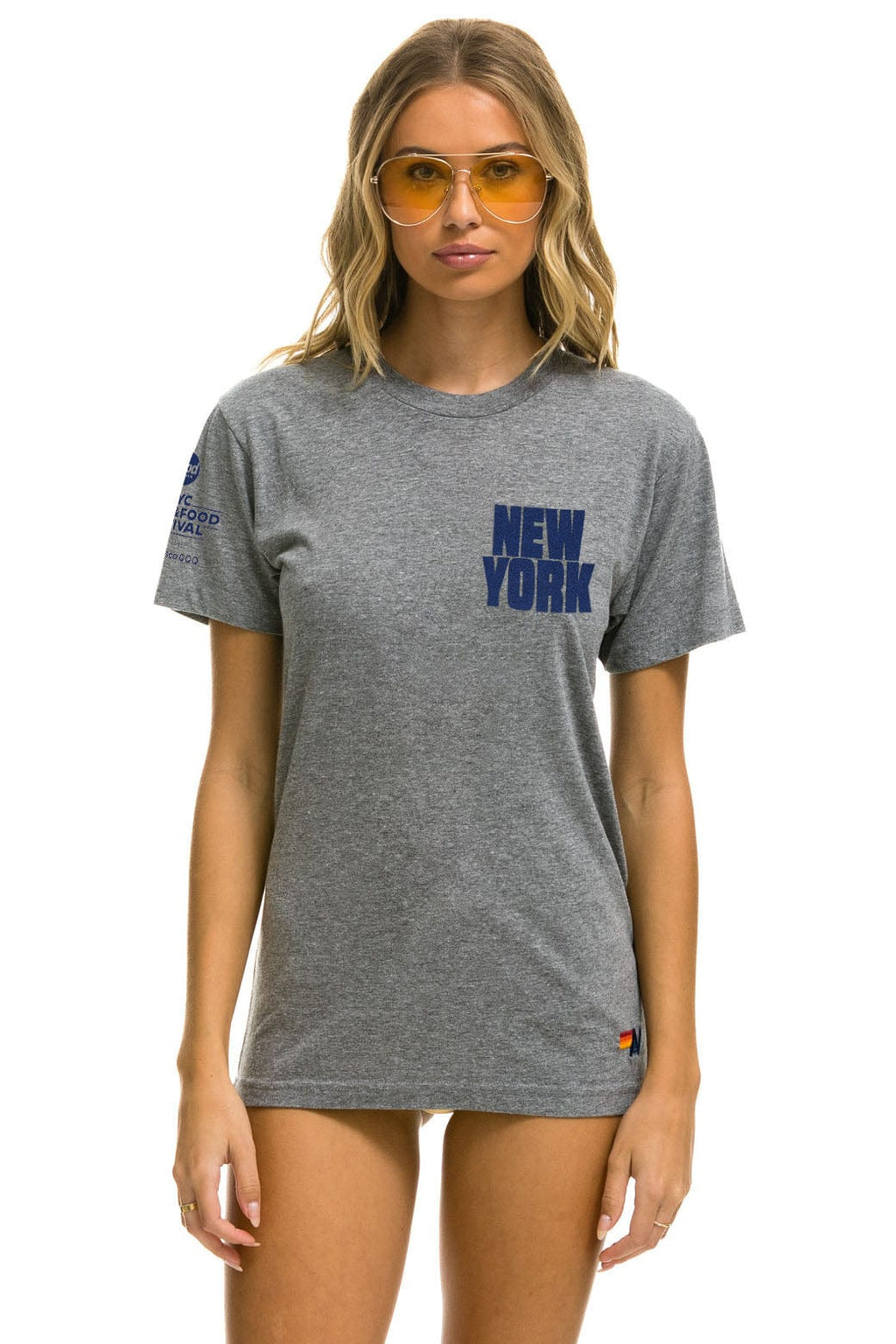 Retro NEW YORK WINE & FOOD 2025 CREW TEE SHIRT - HEATHER
