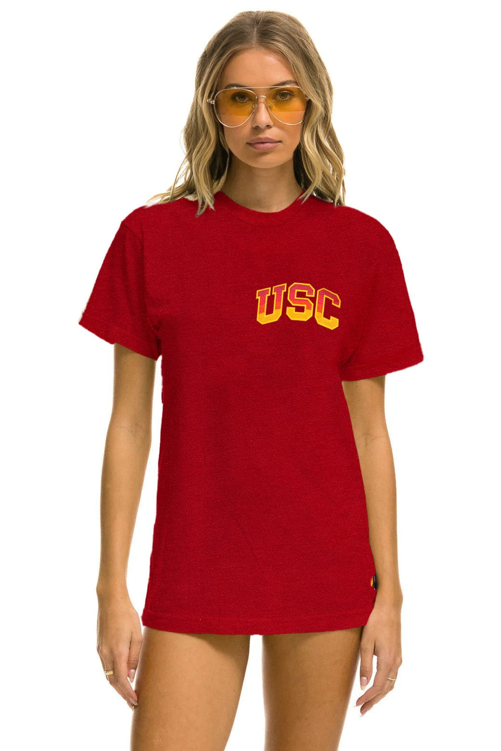 Retro UNIVERSITY OF SOUTHERN CALIFORNIA BOLT CREW TEE SHIRT - CARDINAL