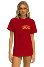 Retro UNIVERSITY OF SOUTHERN CALIFORNIA BOLT CREW TEE SHIRT - CARDINAL