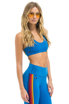 Retro WOMENS 5 STRIPE V-CUT SPORTS BRA - CARRIBEAN