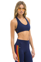 Retro WOMENS 5 STRIPE SPORTS BRA - NAVY