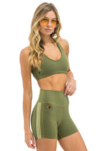 Retro WOMENS 5 STRIPE SPORTS BRA - ARMY