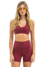 Retro WOMENS 5 STRIPE SPORTS BRA - BERRY