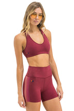 Retro WOMENS 5 STRIPE SPORTS BRA - BERRY