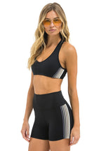 Retro WOMENS 5 STRIPE SPORTS BRA - BLACK SMOKE