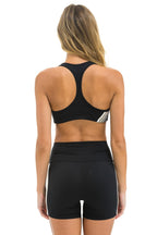 Retro 5 STRIPE 5 INCH HI-RISE BIKER SHORT - BLACK SMOKE